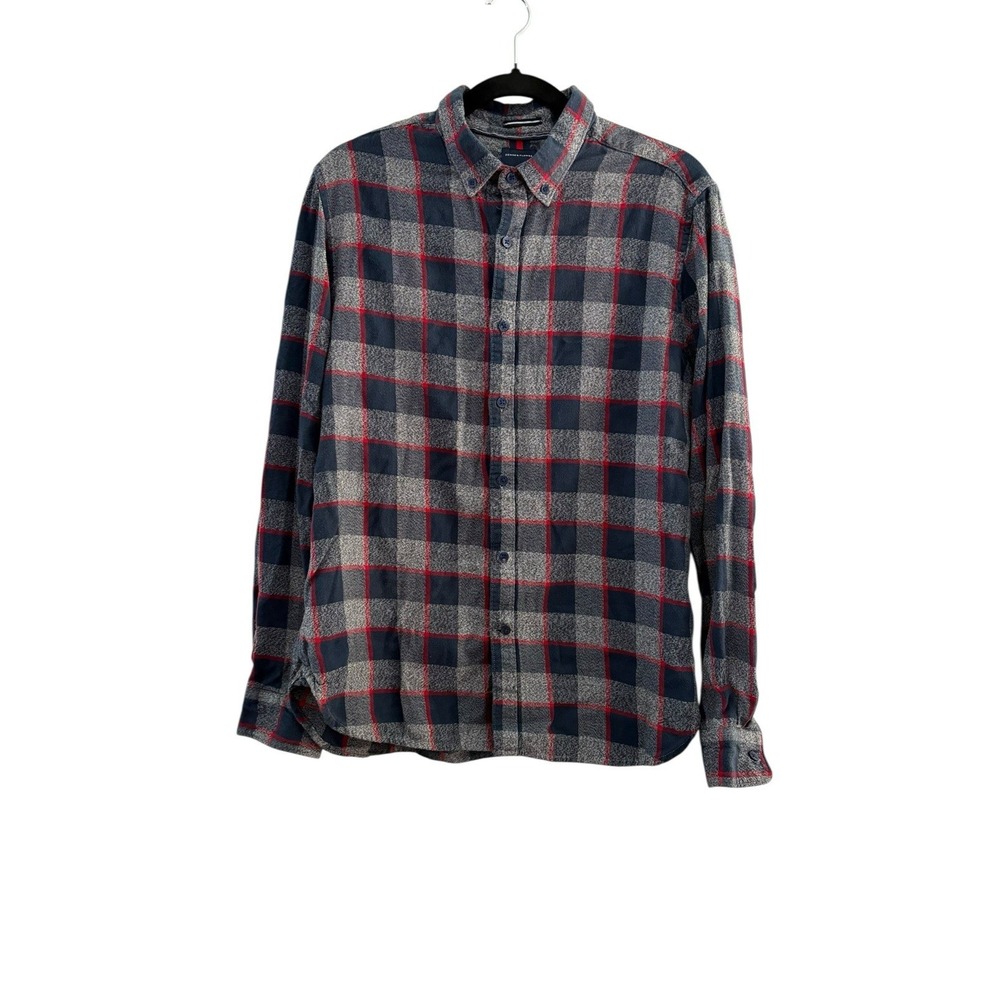 Denim & Flower Men's Slim Fit Plaid Flannel Button Down Shirt Size L